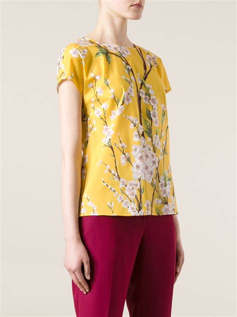 dolce gabbana yellow puff sleeve blouse|dolce and gabbana blouses.